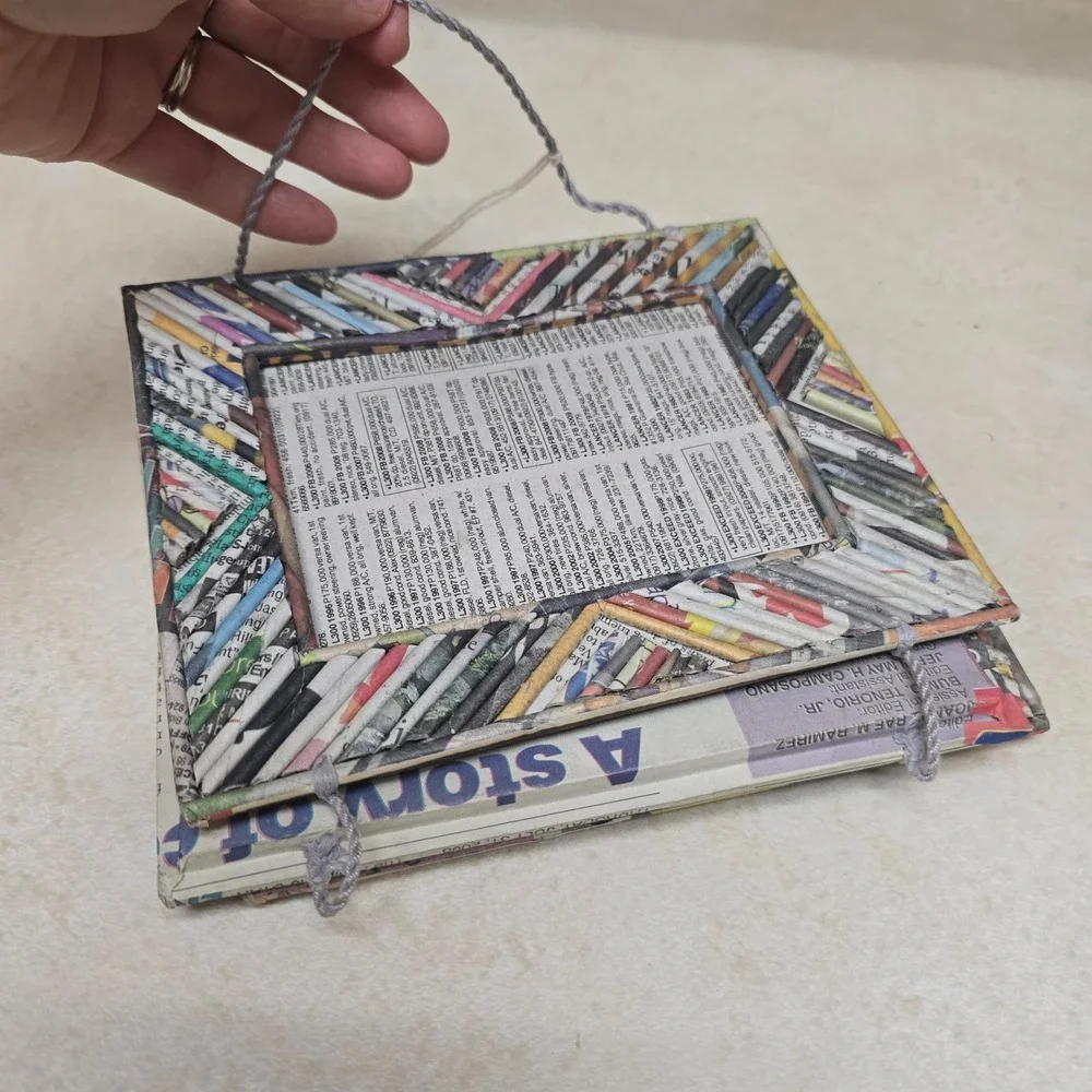 Ten Thousand Villages Recycled Newspaper Triple Hanging Picture Frame Fair Trade